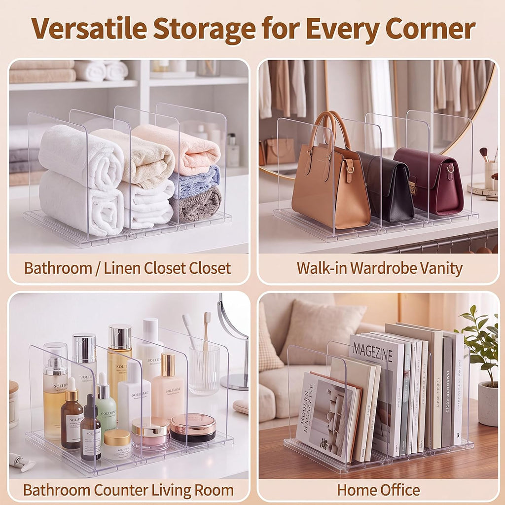 Purse Organizer for Closet, Adjustable Clear Handbag Shelf Dividers