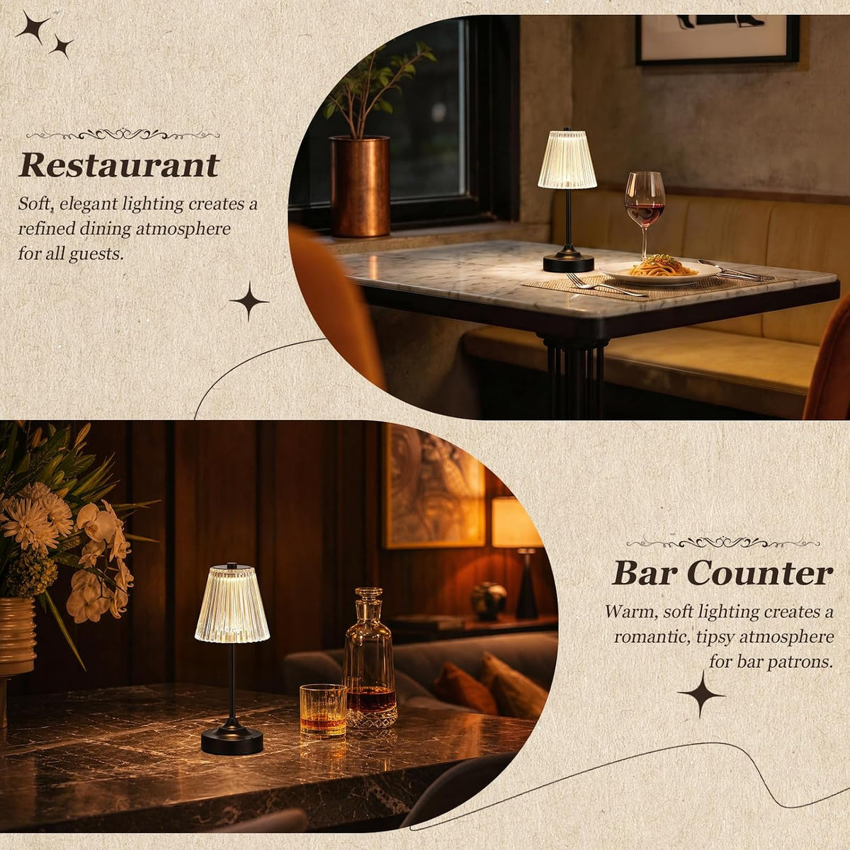 Black Cordless Rechargeable Table Lamp, Touch Battery Powered Lamp, 3 Color Modes, Crystal Acrylic Lampshade, Portable Ambient Night Light for Desk, Bedroom, Living Room, Dining Room, Kitchen, Bar