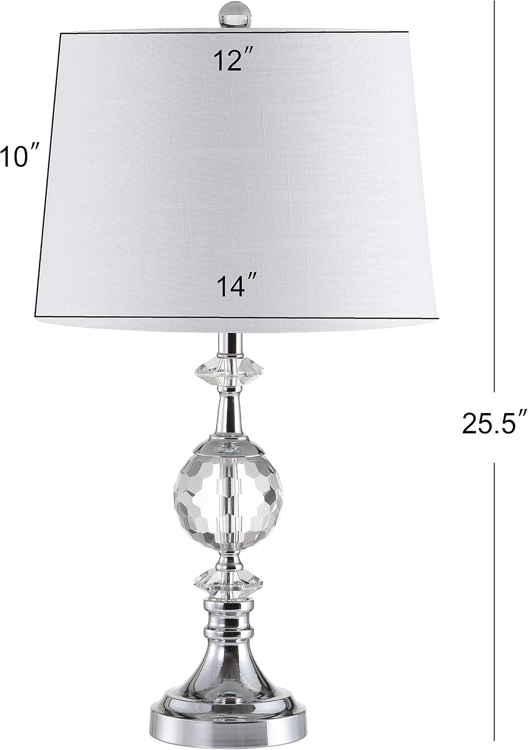 JONATHAN Y Channing Table Lamp 25.5" Crystal and Metal, Clear/Chrome