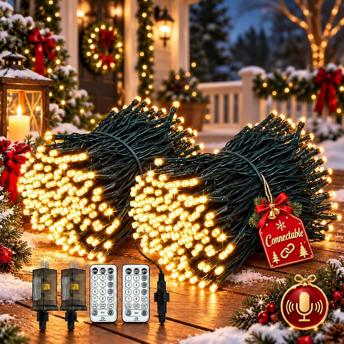OZS Connectable 2PK 400LED, 164FT Christmas String Lights with Remote