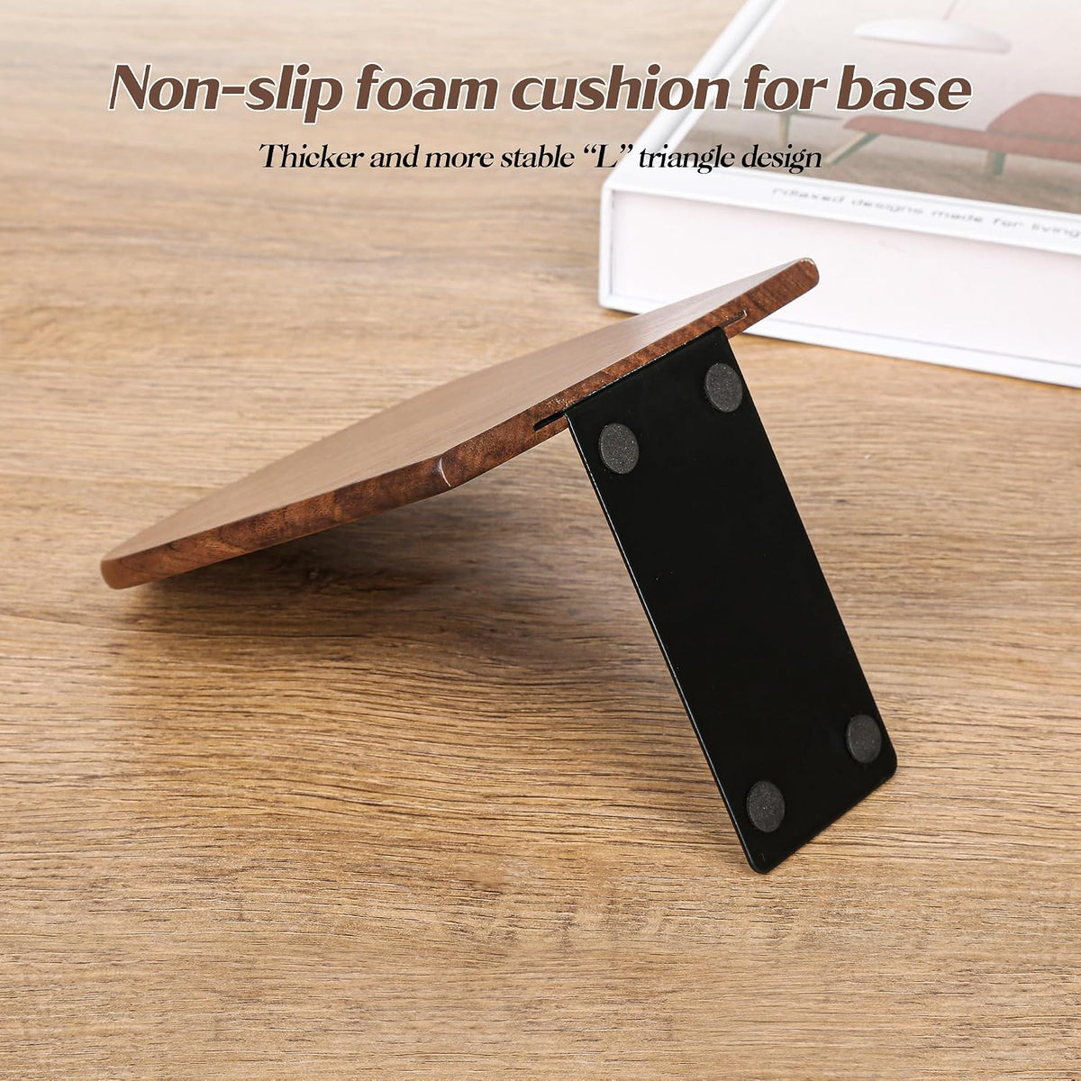 2 Wooden “L” Triangle Bookshelf Bookends, Extra Heavy Duty Wooden Bookends for Heavy Books, Creative Decorative, Non-Slip, Handmade Walnut (Black Walnut, Large)