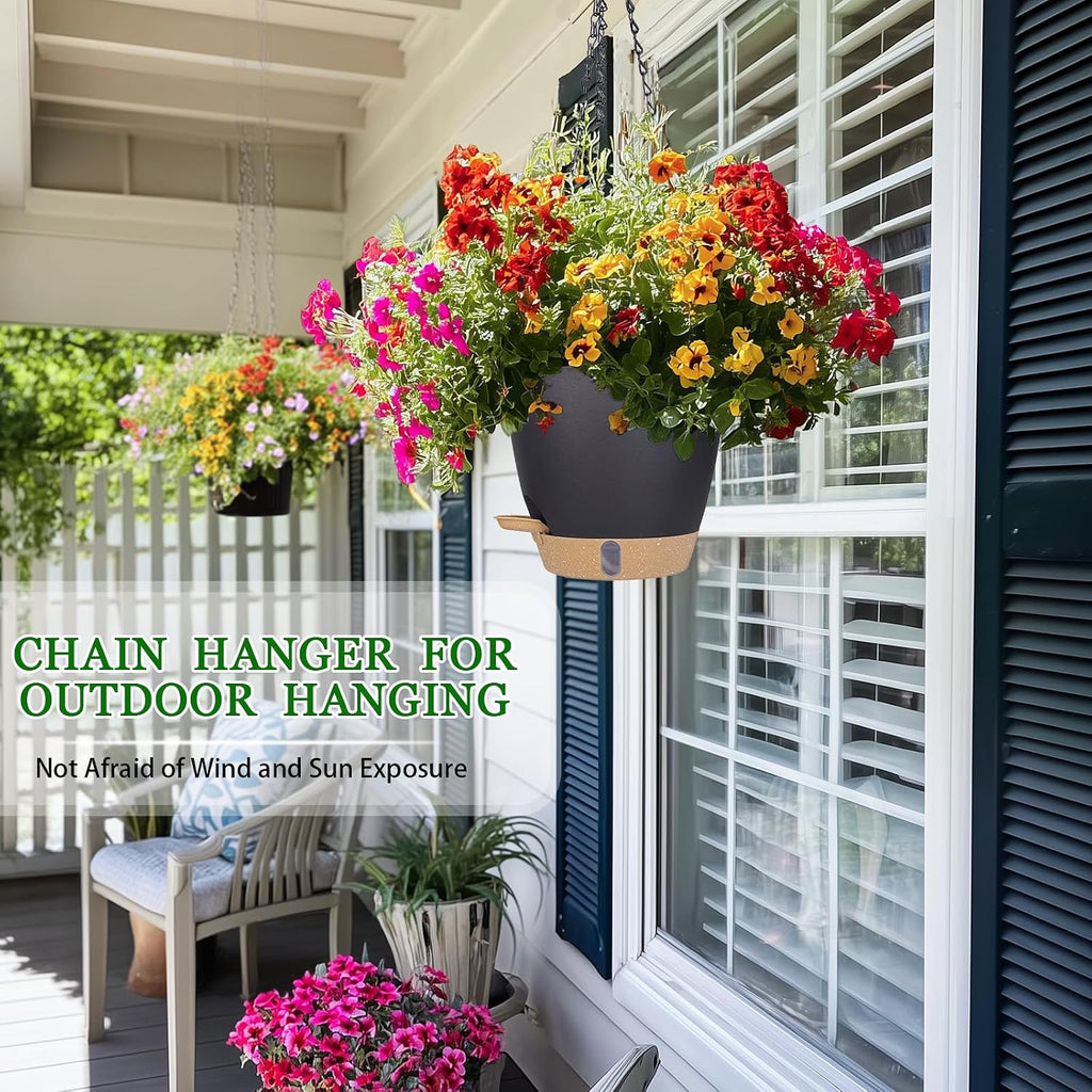 8 Inch Self Watering Hanging Planter for Indoor Outdoor Plants, 2 Pack