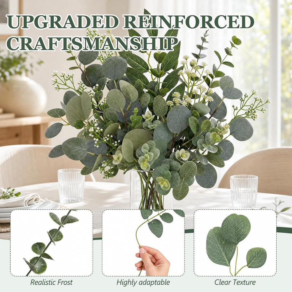 160Pcs Artificial Eucalyptus Stems, 14 Style Fake Greenery for Vase