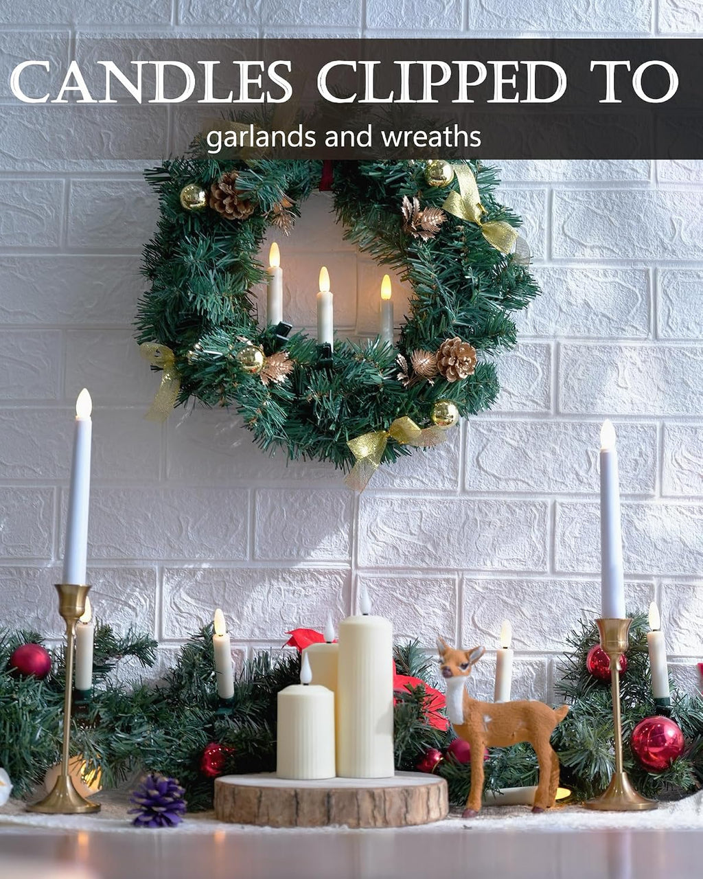 FPOO 20 PCS Christmas Tree Candles Lights Flickering,Clip on Candle Battery Operated Taper Candle Stick with Timer,mini Flameless Candles for Wreath Candelabra Waterproof Outdoor