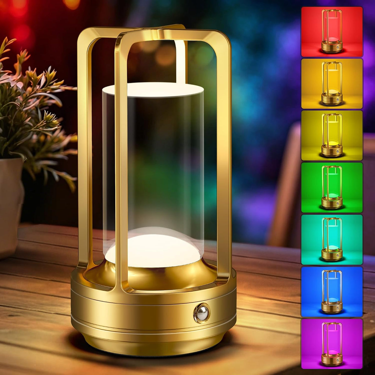 Portable Table Lamp for Outdoor Indoor Cordless Lamp with 10 RGB Colors
