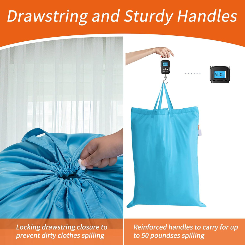 Polecasa Extra Heavy-Duty Laundry Bag with Handles, Gulf Blue, 28x36"