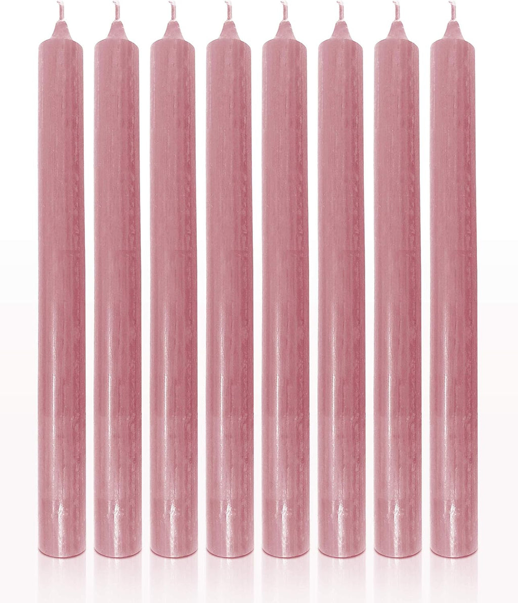 Hyoola 10 Inch Dinner Candles - 12 Pack - Rose Pink Tall Unscented Rustic Long Burning Candle Sticks