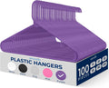 SereneLife 100 Pack Plastic Hangers | Organize Shirts, Dresses, Coats & Pants with Ease | Non-Slip, Lightweight, Ultra-Thin 0.24-Inch Profile, 5.5 Lbs Capacity, Space-Saving Design | Purple