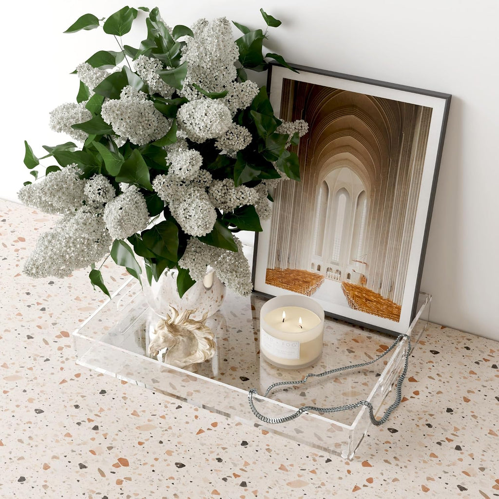 ATZYmolin 16"x12" Large Acrylic Serving Tray, Vanity Platter, Clear