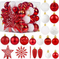 Brightown 100Pcs Christmas Tree Decorations Ornaments Set, Red and White