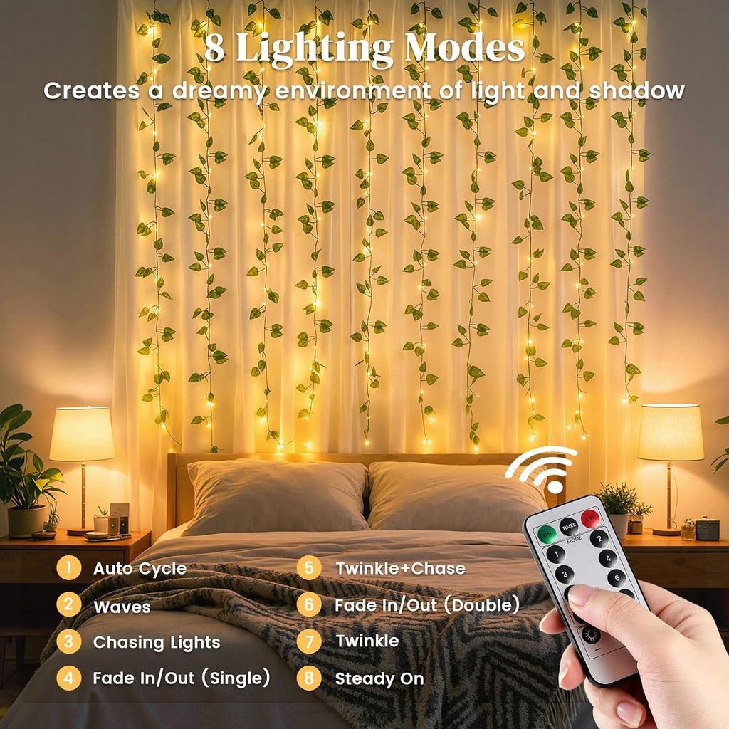 DomeStar Vines with Light for Bedroom, 300 LED Fairy Lights with Vines