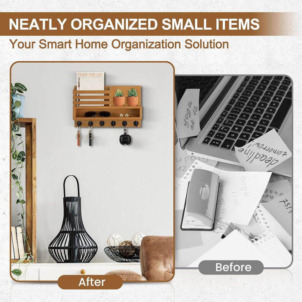 Key and Mail Holder Wall Mount, Key Holder with Long Storage Box