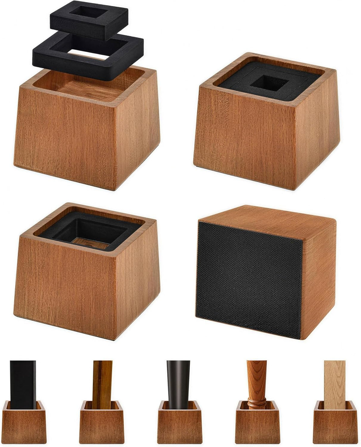 Wooden Bed Risers 3 Inch Heavy Duty, Support 2500 lbs, Brown