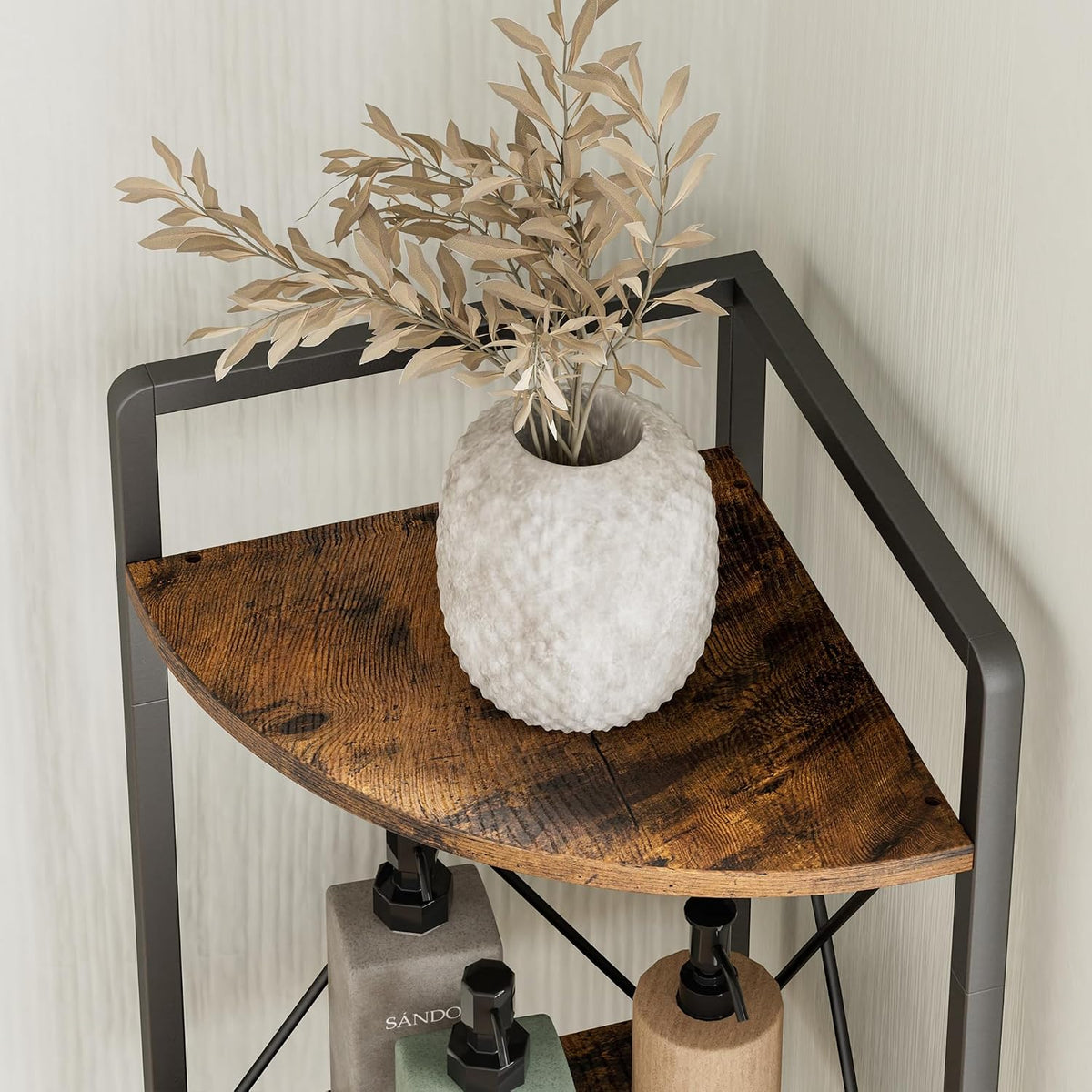6 Tier Corner Shelf Stand, 78" H Tall Corner Bookshelf, Rustic Brown