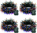 Dazzle Bright 4 Pack Battery Operated Outdoor String Lights, 50 LED 16 FT Multi-Colored Christmas Lights Green Wire with 8 Modes Timer, Outdoor Xmas Wreath Light for Christmas Holiday Decoration