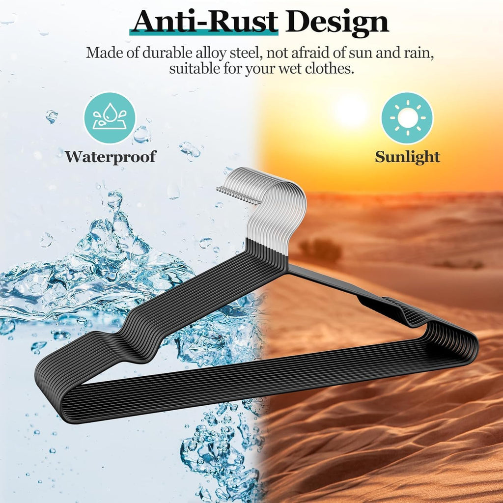 16" Non-Slip Rubber Coated Metal Suit Hangers 60 Pack with Notches