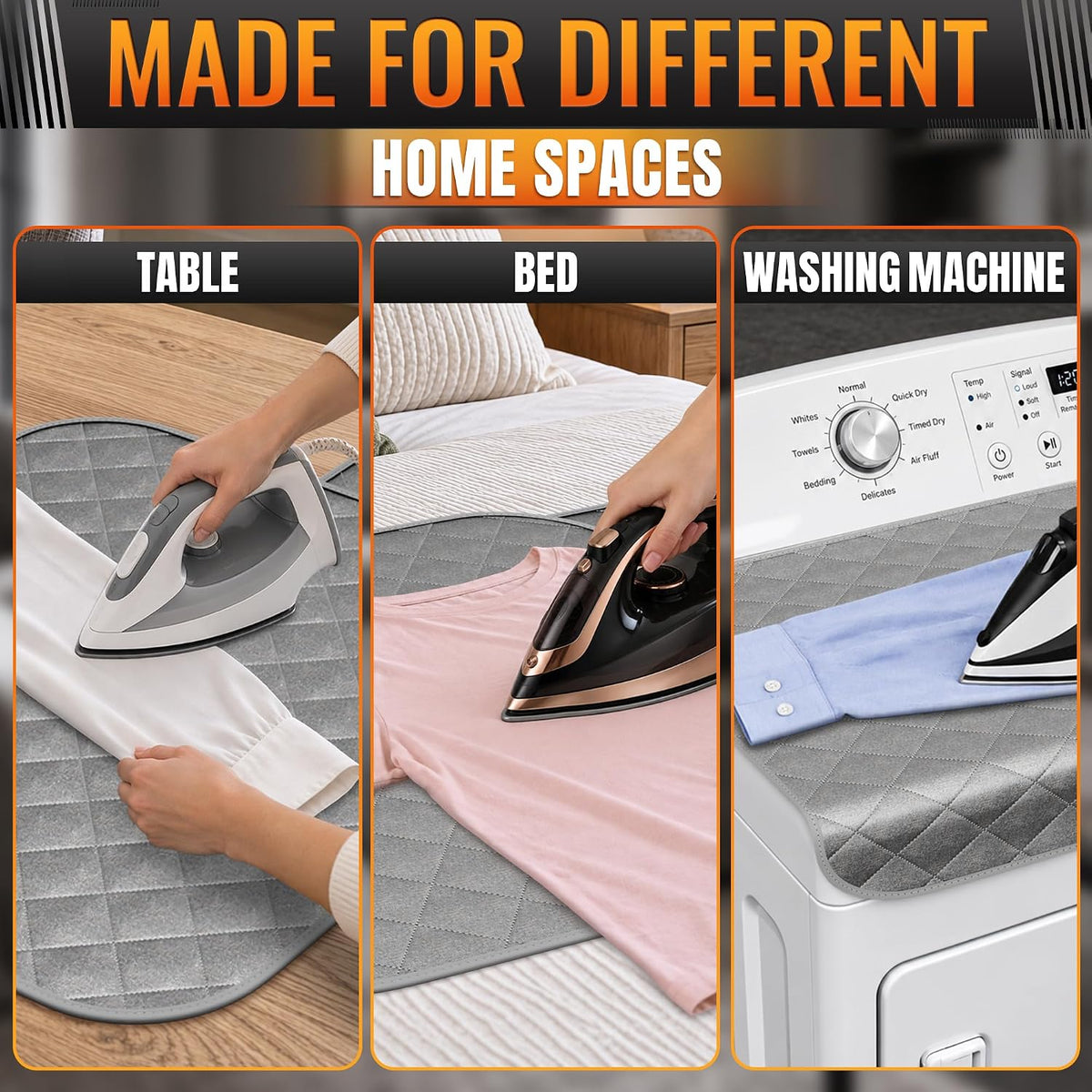 3-in-1 Ironing Mat for Table Top, 28.9" x 21.3", Magnetic Edges