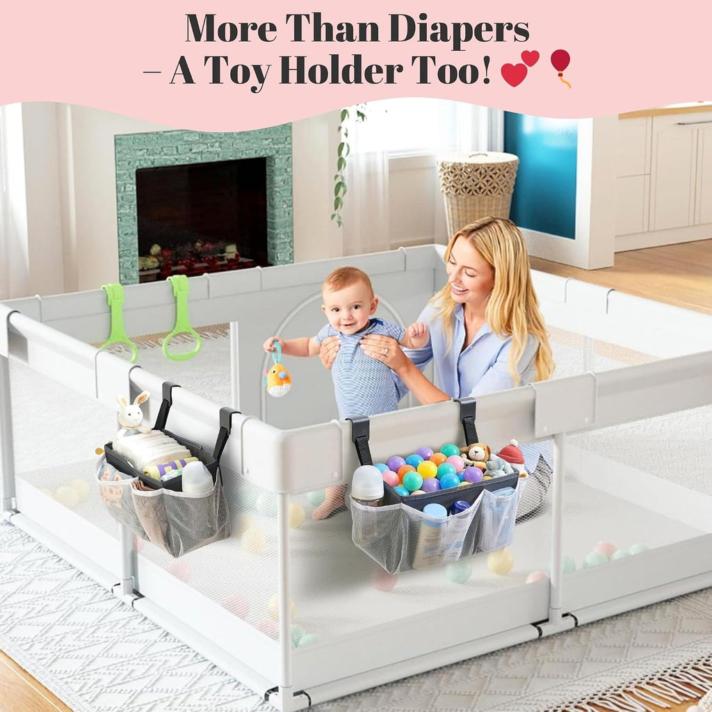 2-Pack Hanging Diaper Organizer for Crib, Playpen, Bassinet & Pack n Play