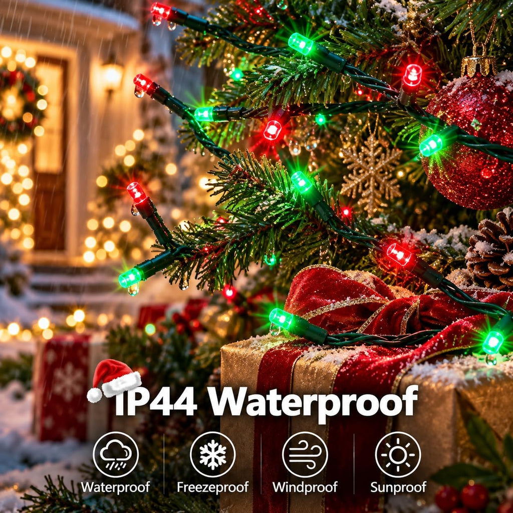 OZS Connectable 2-Pack 164Ft 400LED Christmas String Lights, Red & Green