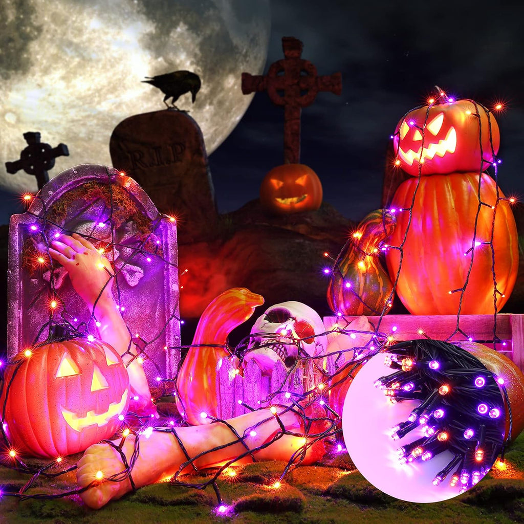 Orange and Purple Halloween Lights, 82ft 200 LED Halloween String Lights