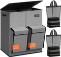 SOLEDI 180L Double Laundry Hamper with Lid and 2 Side Pockets, Dual Hamper