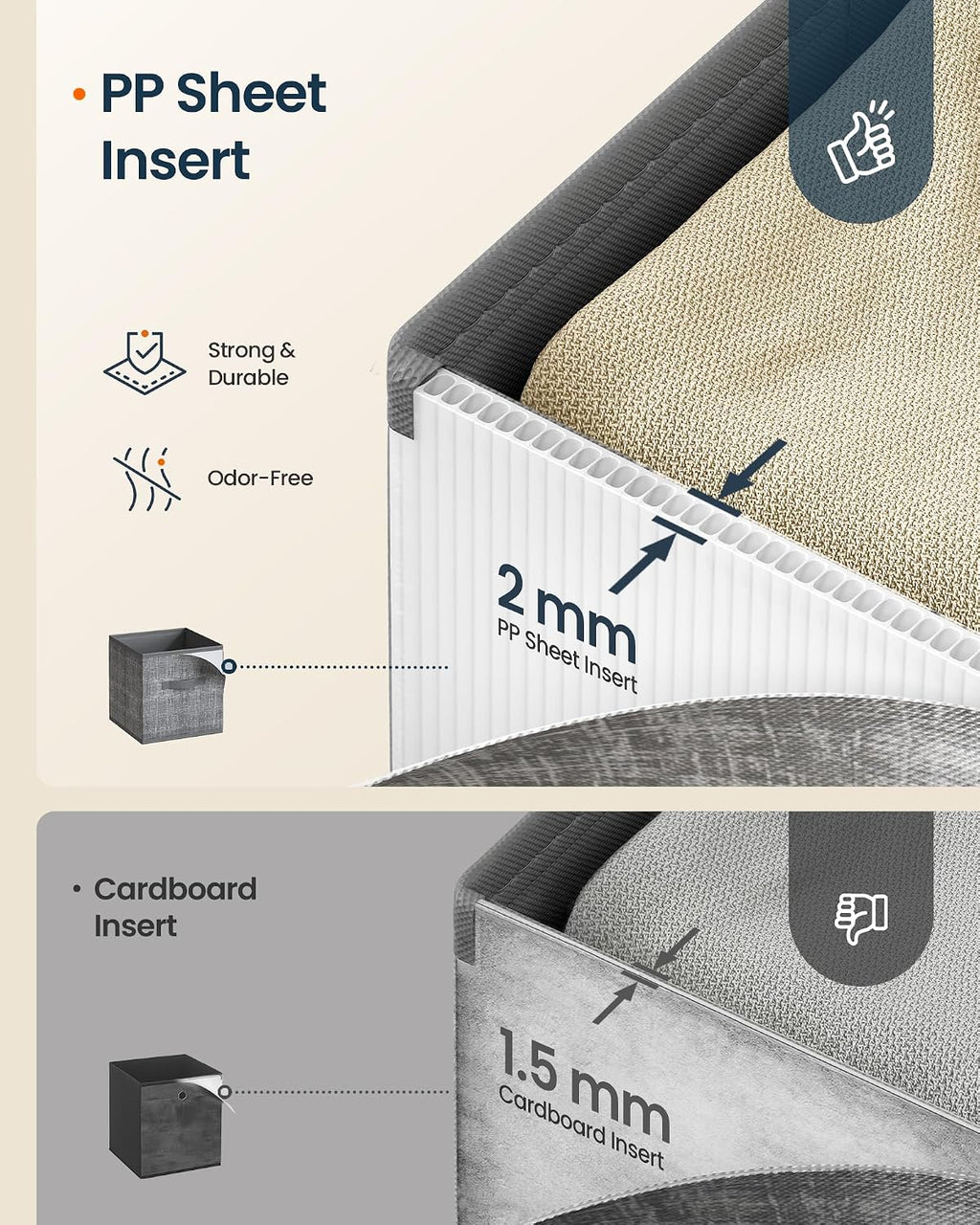 SONGMICS HOME Foldable Storage Cubes Set of 8, Fabric Shelf Organizer Bins with Handles, Closet Storage Boxes for Clothes, 13.2 x 13.2 x 13.2 Inches, Gray