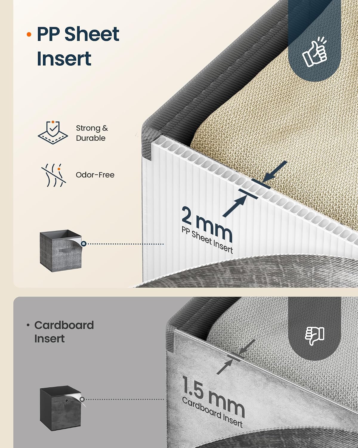 SONGMICS HOME Foldable Storage Cubes Set of 8, Fabric Shelf Organizer Bins with Handles, Closet Storage Boxes for Clothes, 13.2 x 13.2 x 13.2 Inches, Gray