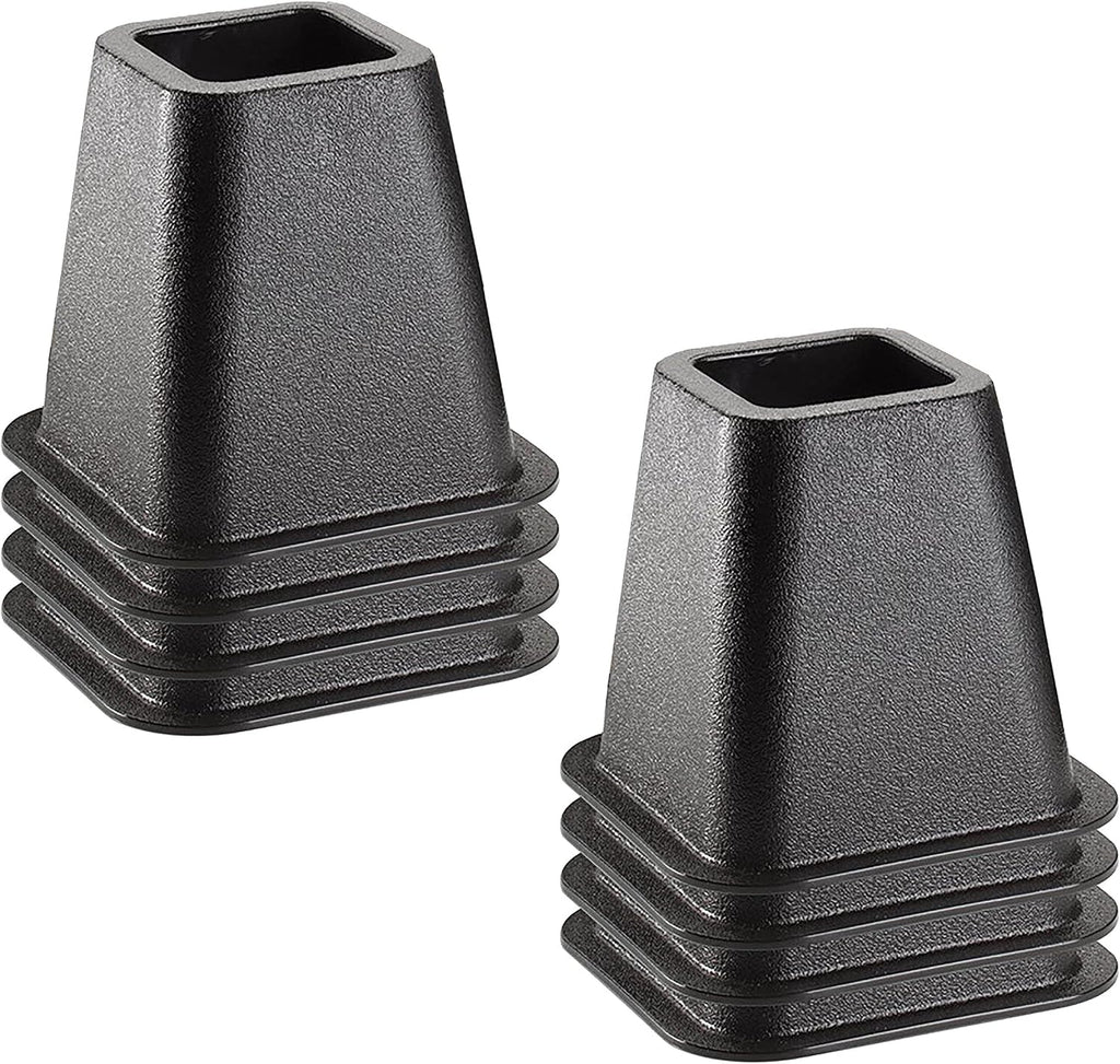 Simplify 2 Pack 6 inch 4 Pack Bed Risers | Raises Bed 6 Inches | Bedroom Storage | Easy to Use | Black