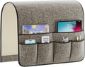 Sofa Armrest Organizer Non-Slip Remote Control Holders for Recliner Couch Chair Armchair Caddy with 5 Pockets for Table,Cell Phone,Ipad,Magazines,Books (Darkgrey, 19 x 35 Inch)