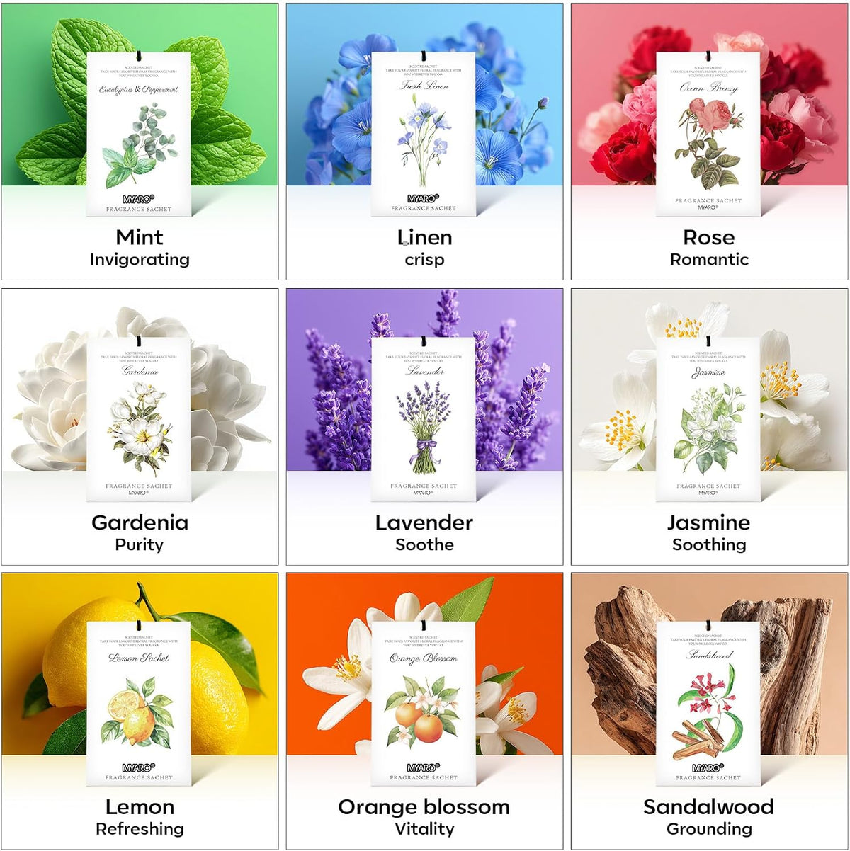 MYARO 12 Pack Lavender Scented Sachets, Closet Deodorizer Car Air Freshener