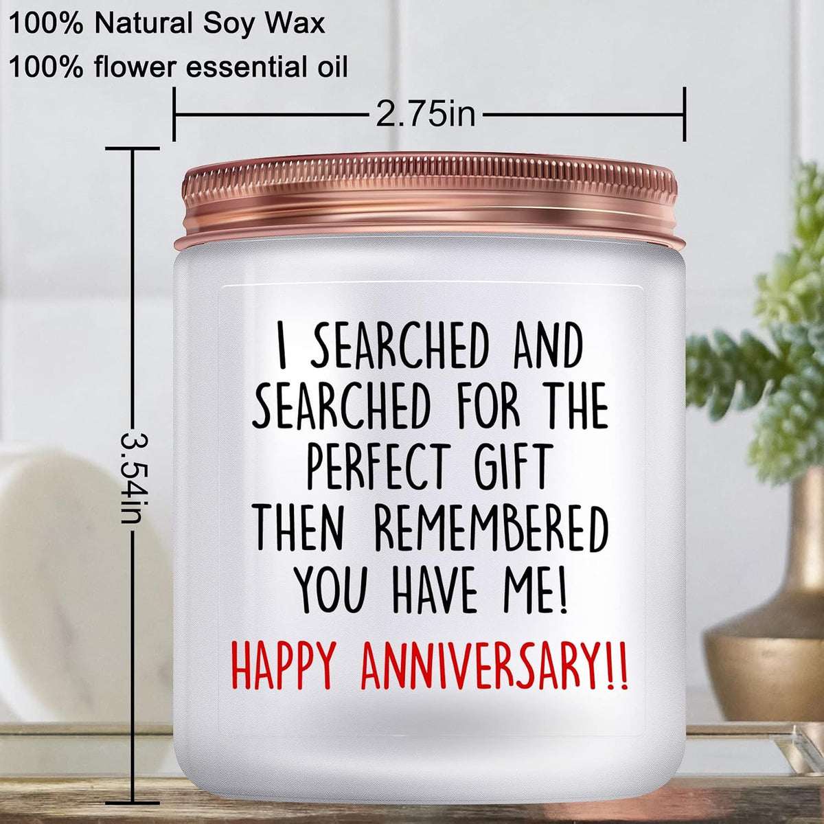 Happy Anniversary Candles Gifts for Women Her Him Couple, Lavender Candle