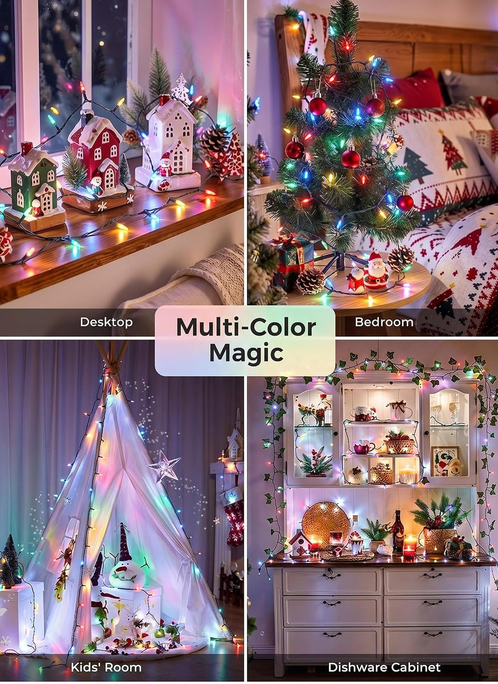 39Ft 100 LED Christmas Mini Lights, Multicolor Christmas Tree Lights Indoor