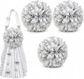 3 Pcs Silver and White Homecoming Mum Flowers, 6.5In Artificial Mum Flowers