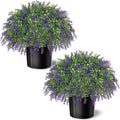 2 Set Artificial Boxwood＆Lavender Topiary Ball Tree for Front Porch(Purple)