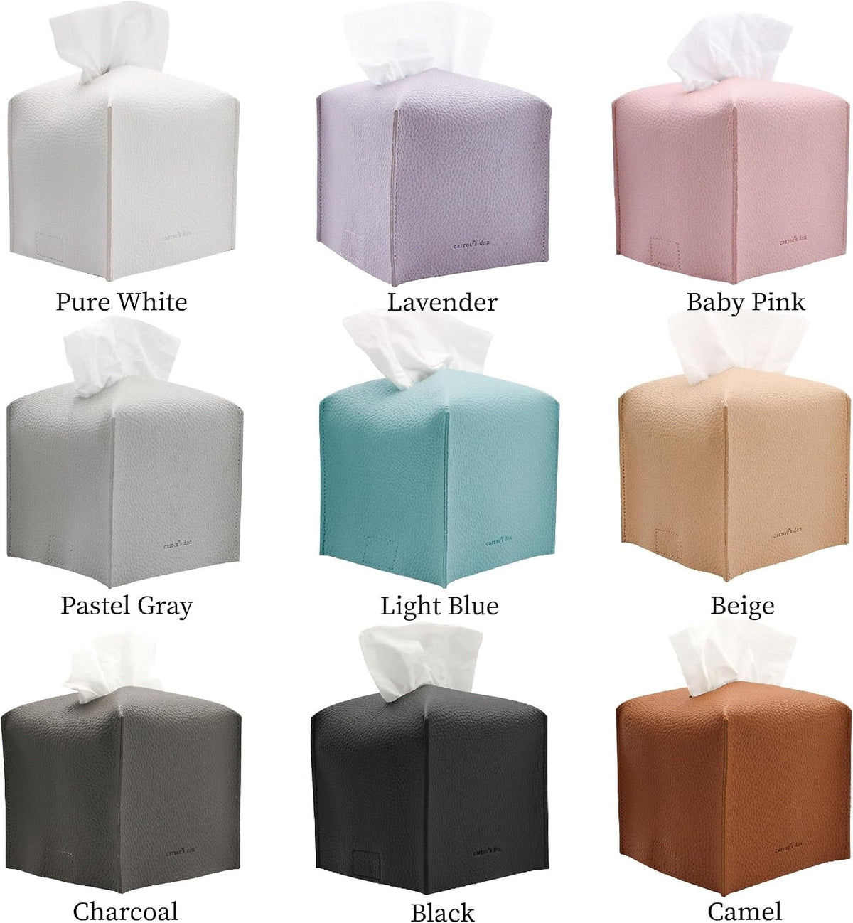Carrot’s Den PU Leather Tissue Box Cover Holder, Decor, Baby Pink
