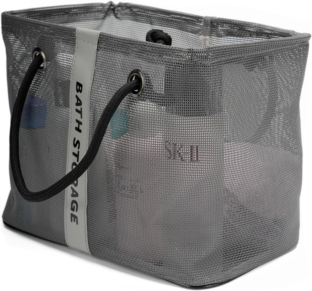TOPASION Bath Storage Shower Caddy Organizer for Bathroom, College Dorm, Camp, Gym (Small Grey)