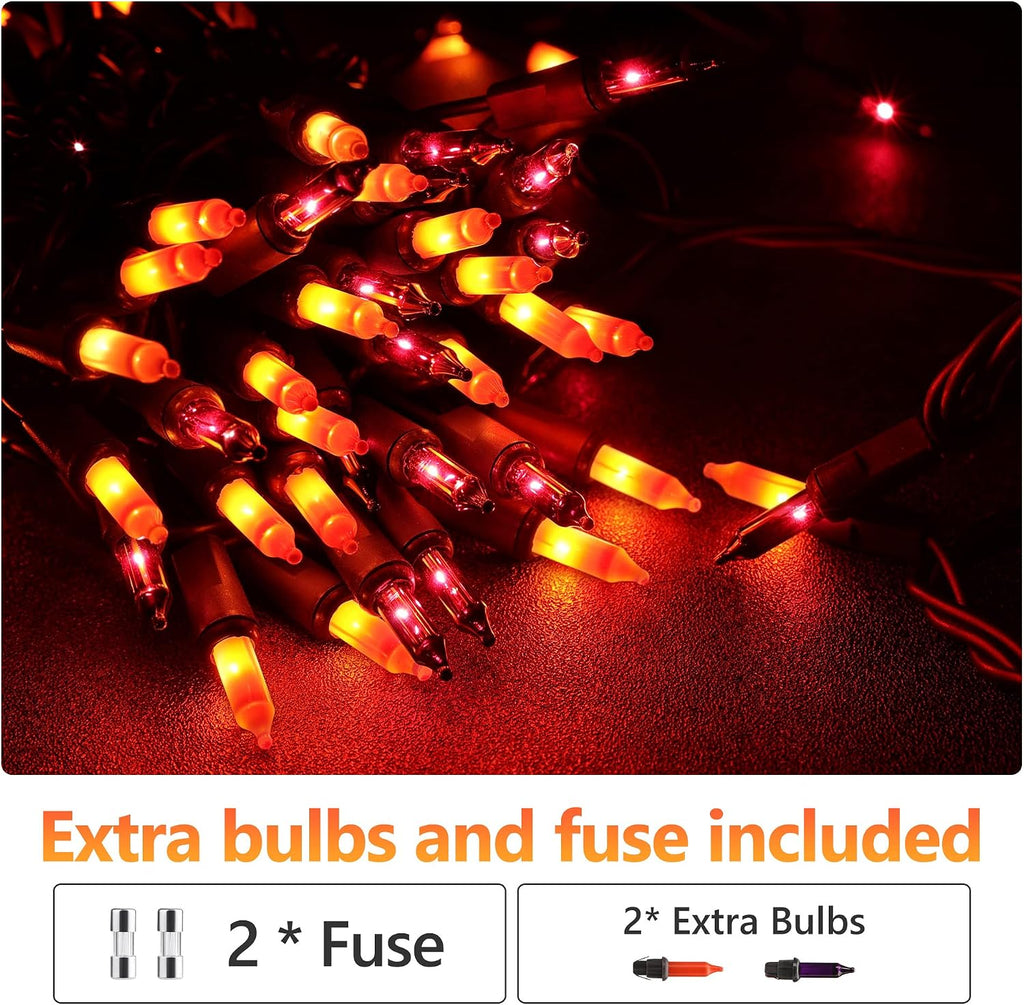 ODEETRONIC Purple Orange Incandescent Halloween Lights, 21.63 ft, 100 Count