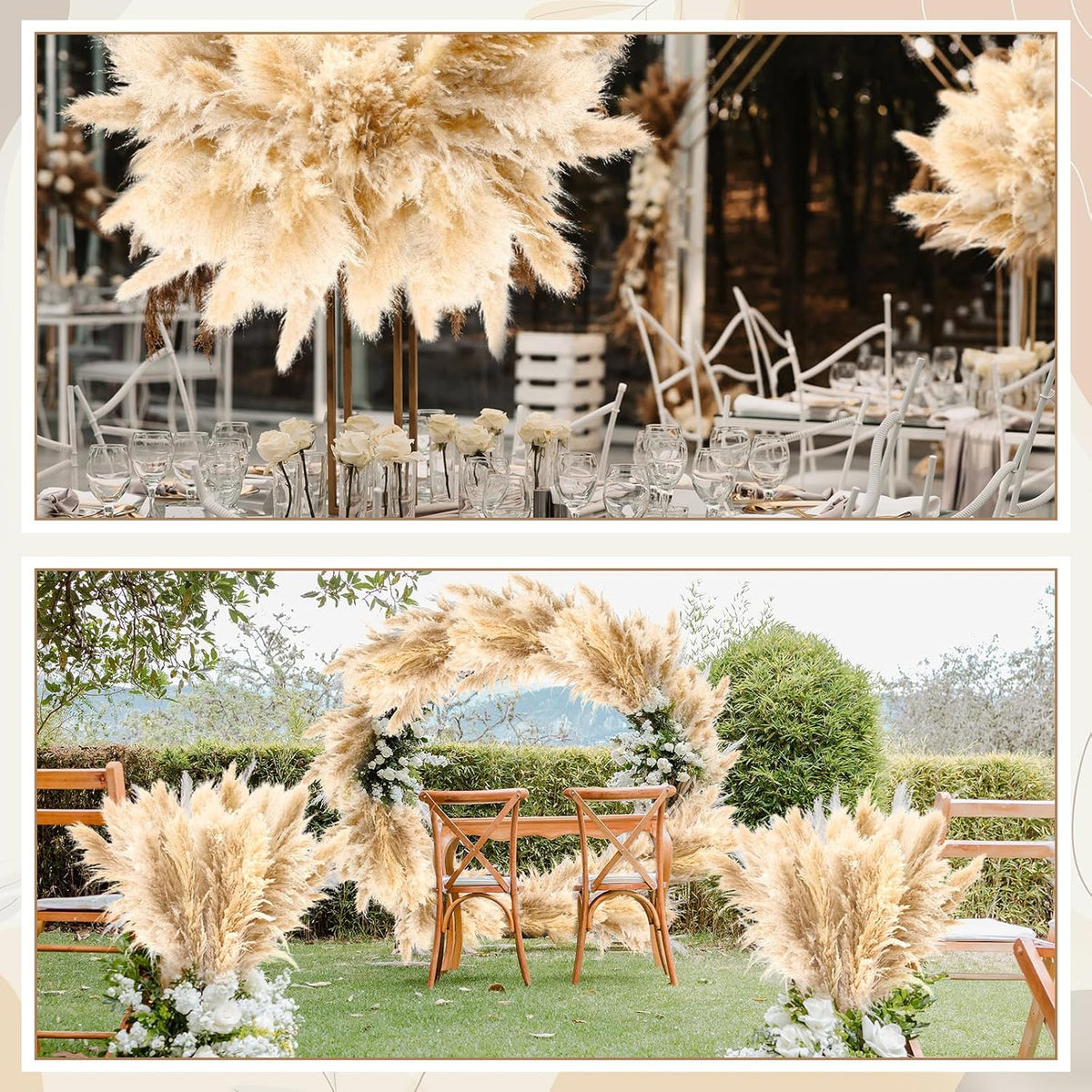 120 Stems Dried Pampas Grass Decor, Large Pampas Grass for Tall Floor Vase