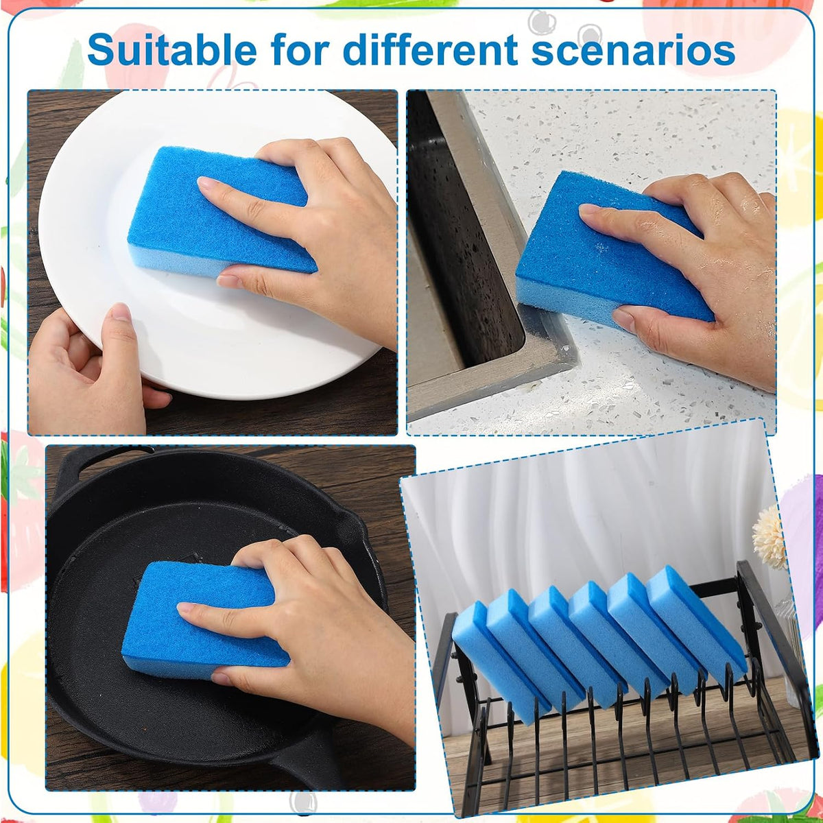 50 Pcs Individually Wrapped Sponges for Airbnb Apartment Blue