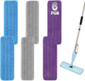 18 inch Reusable Mop Pads Microfiber Spray Mop Replacement Heads for Wet/Dry Mops Compatible with Bona Floor Care System (6 Pack) (Purple Gray Blue)