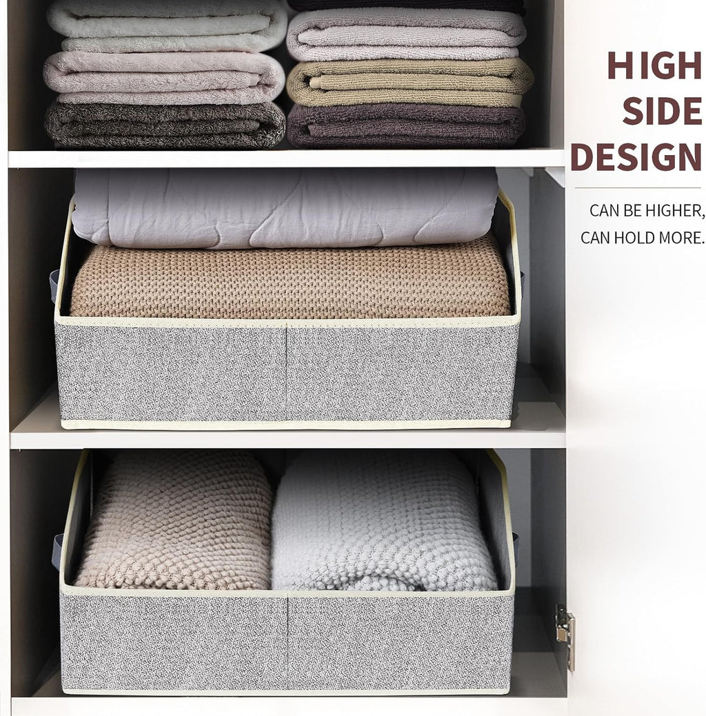 Homsorout Closet Organizers Bins 18 Packs - Large Closet Shelf Organizer with Handles, Fabric Trapezoid Storage Bins, Collapsible Storage Cubes for Clothes, Towels, Light Gray