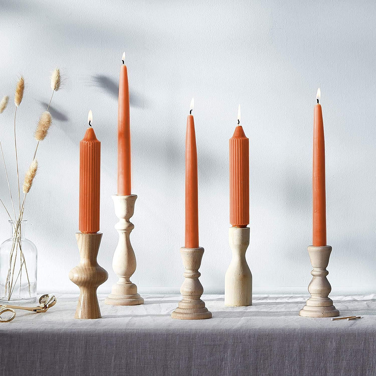 Root 4-Count Unscented Grecian Collenette Candles, 7-Inch, Rust