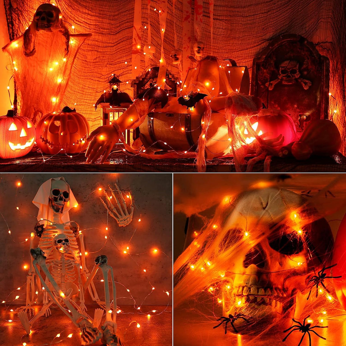 BrizLabs Orange Battery Halloween Fairy Lights with Remote 17.48 ft 50 LED