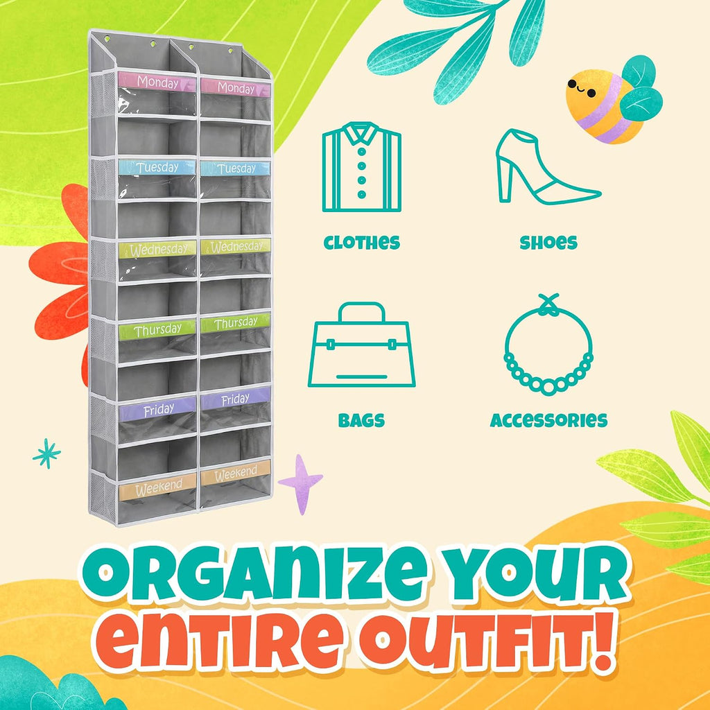 Weekly Clothes Organizer for Kids Closet Daily Outfit Storage 12 Shelf
