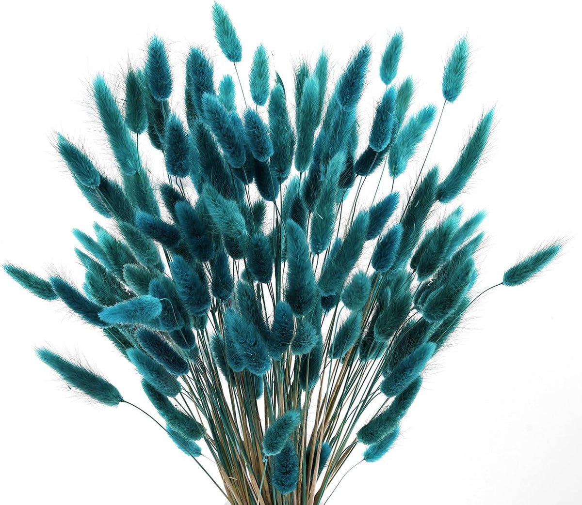 120pcs Bunny Tails Dried Flowers Pampas Grass Bouquet, Teal, 17 inch