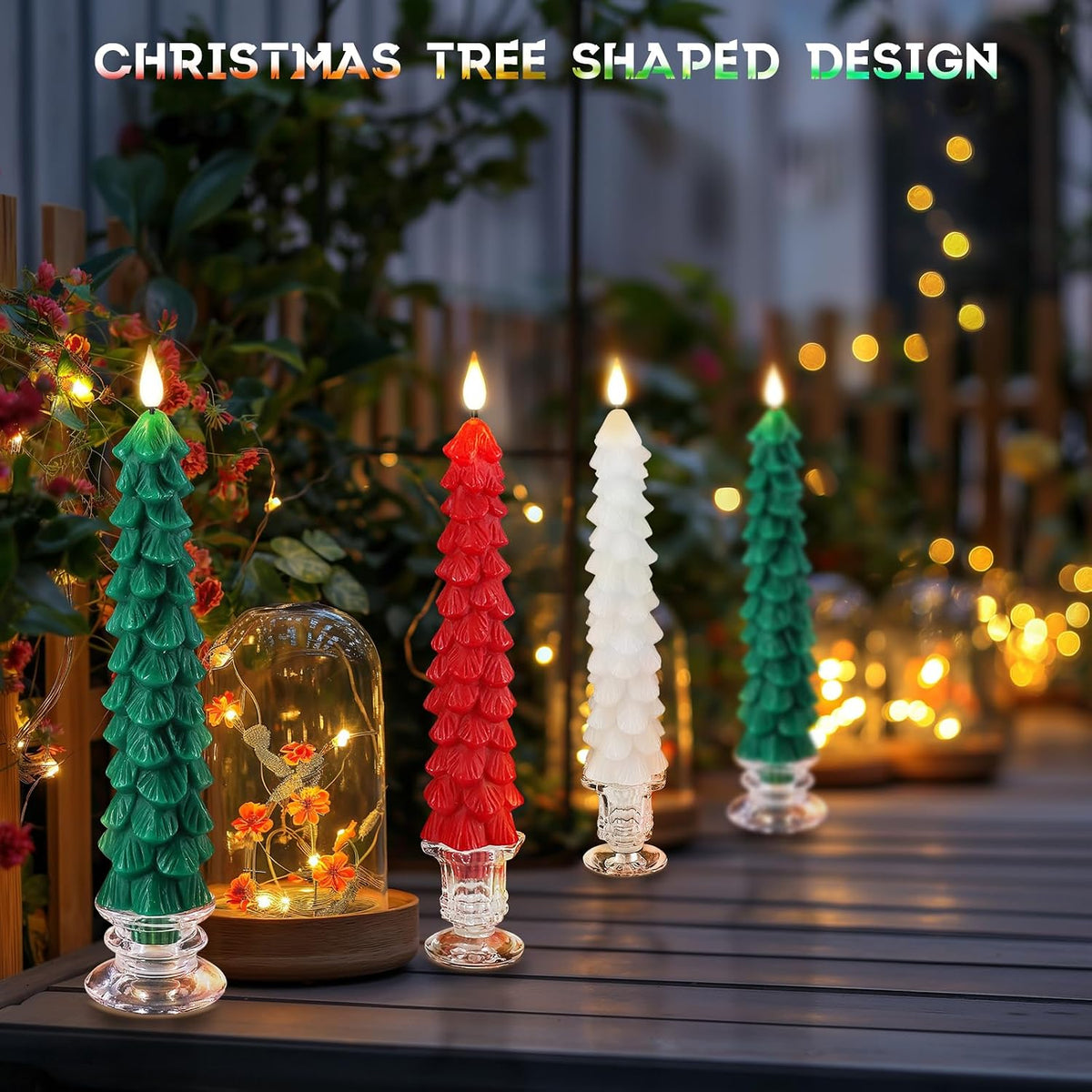 PChero Christmas Tree Candles with Remote Timer, 3 Pack, 9.7 Inches