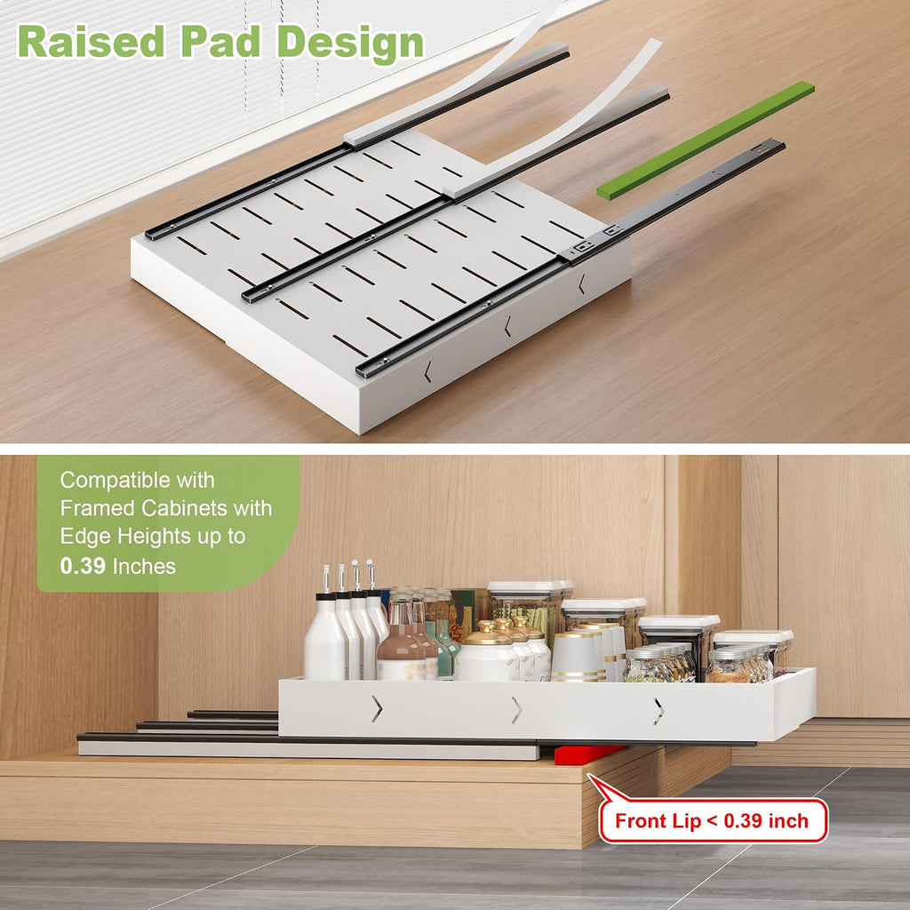2-Pack-Expandable-Pull-Out-Cabinet-Organizers, No Drill Slide Out Drawers