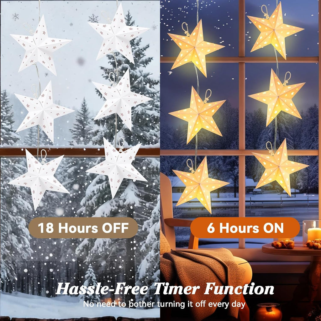 Lewondr 20 LED Star String Lights Battery Operated with 6H Timer