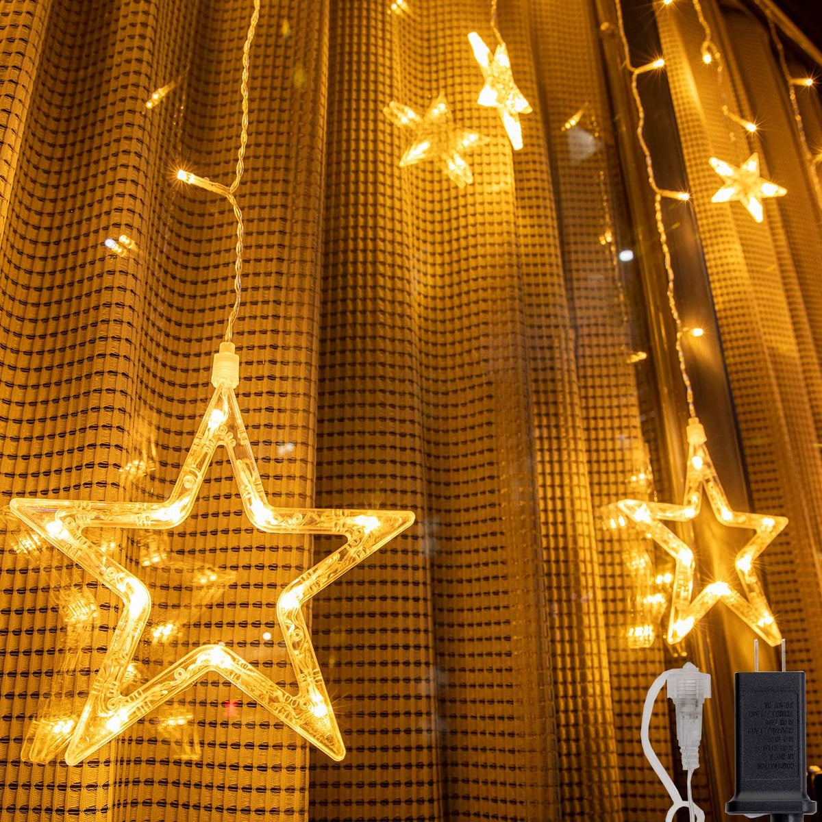 AWQ 12 Stars 138 LED Star String Lights Curtain Lights for Bedroom Decor
