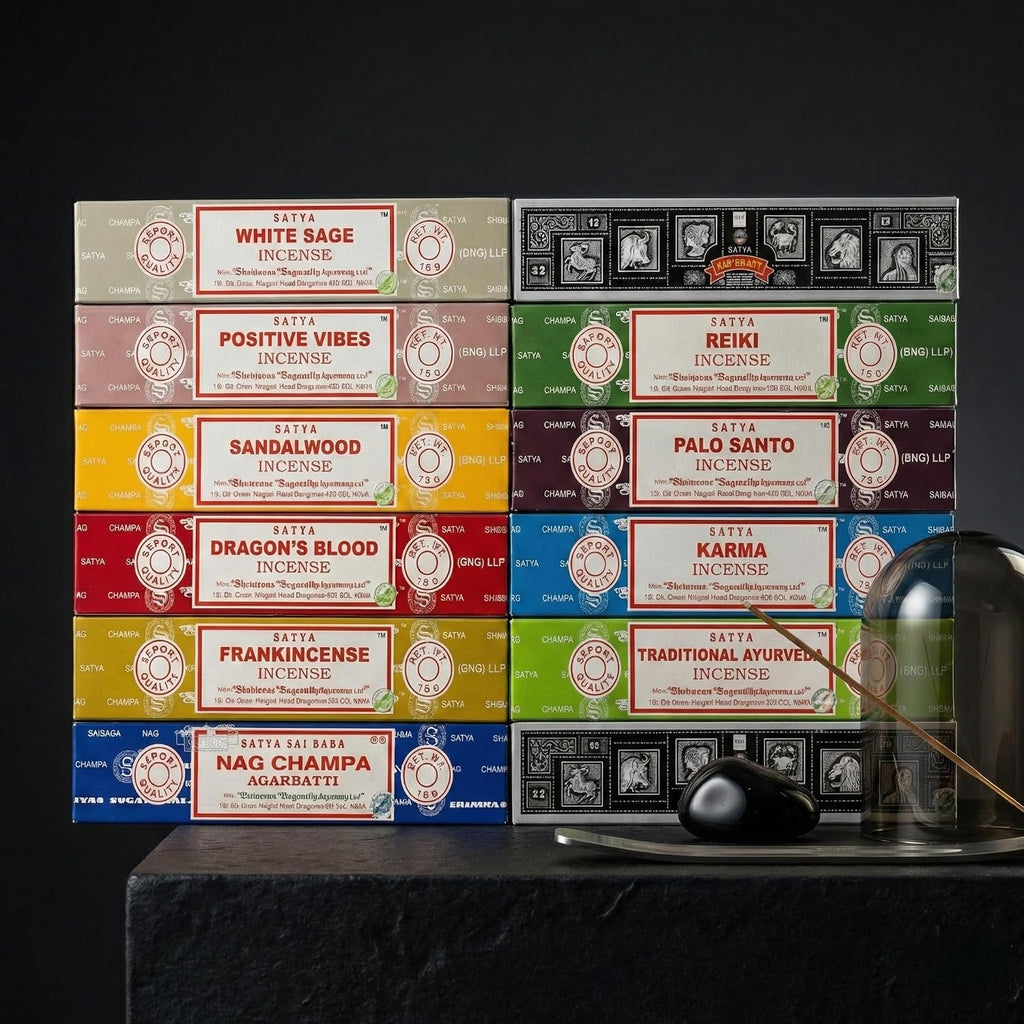 Earth Satya Assorted Masala Incense Sticks 12 Pack (15g Each) Nag Champa & Sandalwood Variety Set, Natural Hand Rolled Agarbatti for Relaxation & Aromatherapy